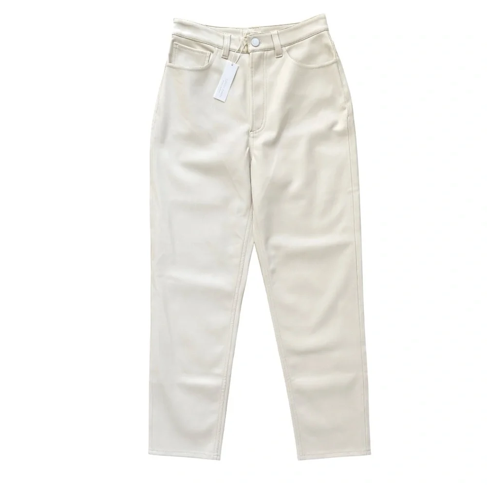 Gentle Fawn Vegan Leather Cream Pants High Rise Cropped Size 4 NWT - Picture 2 of 5